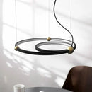 DecorBites™ Black Gold Chandelier Creative Italian Design Light Metal LED Rings Circle