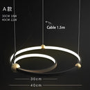 DecorBites™ Black Gold Chandelier Creative Italian Design Light Metal LED Rings Circle
