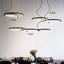 DecorBites™ Black Gold Chandelier Creative Italian Design Light Metal LED Rings Circle