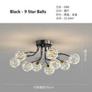 Decorbites black gold chandelier clear star glass dining room light