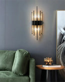 DecorBites™ Black Gold Crystal Wall Sconce LED Light for Bedroom Living Room Home Décor