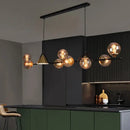 Modern black & gold glass chandelier dining room pendant light