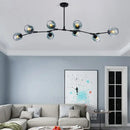 Modern brass and green glass pendant light dining room chandelier