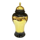 DecorBites™ Black Gold Gradated Ginger Jar: Ceramic Checkmate Jar, Home Decoration Accessories