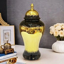DecorBites™ Black Gold Gradated Ginger Jar: Ceramic Checkmate Jar, Home Decoration Accessories