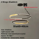 DecorBites™ Black Gold LED Ceiling Chandelier Crystal Decorative Pendant Lamp for Dining Room Bedroom