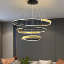 DecorBites™ Black Gold LED Ceiling Chandelier Crystal Decorative Pendant Lamp for Dining Room Bedroom