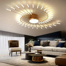 Modern black & gold led chandelier for living room sunburst design