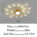 Modern black & gold led chandelier for living room sunburst design