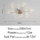 Modern black & gold led chandelier for living room sunburst design