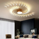 Modern black & gold led chandelier for living room sunburst design