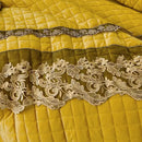DecorBites™ Black Gold Luxury Crystal Velvet Bedding Set with Quilted Embroidery & Ruffles