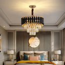 Modern black & gold metal led chandelier dining room crystal lamp