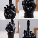 DecorBites™ Black Gold Middle Finger Sculpture: Modern Home Decor Figurine & Shelf Accessory