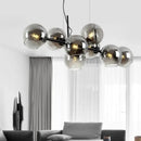 DecorBites™ Black Gold Molecule Glass Ball Chandelier Modern Loft Lamp Living Room Kitchen Island Light