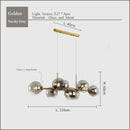 DecorBites™ Black Gold Molecule Glass Ball Chandelier Modern Loft Lamp Living Room Kitchen Island Light
