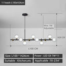 Modern black gold nordic pendant with glass globes dining room