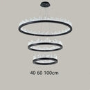 Modern black gold rings crystal chandelier living room luxury lighting