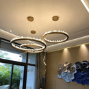 Modern black gold rings crystal chandelier living room luxury lighting