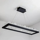 Modern black gold rings crystal chandelier living room luxury lighting