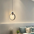 DecorBites™ Black Gold Round Pendant Light Chandelier for Bedside Long Cable 12W