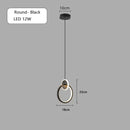 DecorBites™ Black Gold Round Pendant Light Chandelier for Bedside Long Cable 12W