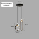 DecorBites™ Black Gold Round Pendant Light Chandelier for Bedside Long Cable 12W