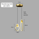 DecorBites™ Black Gold Round Pendant Light Chandelier for Bedside Long Cable 12W
