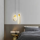 DecorBites™ Black Gold Round Pendant Light Chandelier for Bedside Long Cable 12W