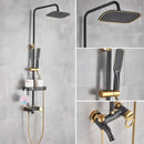 DecorBites™ Black Gold Shower Faucet Set with Bidet Function, Wall Mounted Rainfall Mixer
