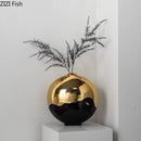 DecorBites™ Black Golden Ceramic Vase Desk Decoration Minimalism Aesthetic Floral Room Decor