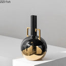 DecorBites™ Black Golden Ceramic Vase Desk Decoration Minimalism Aesthetic Floral Room Decor