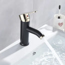 DecorBites™ Black Golden Single Handle Bathroom Basin Faucet for Deck Mount Vessel Sink