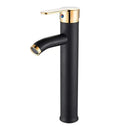 DecorBites™ Black Golden Single Handle Bathroom Basin Faucet for Deck Mount Vessel Sink