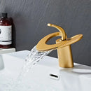 DecorBites™ Black Gray Brass Waterfall Basin Faucet Hot Cold Mixer Tap White Gold