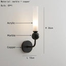 DecorBites™ Black Green Marble Wall Lamp Sconce with Copper Acrylic Lampshade
