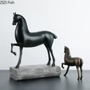 DecorBites™ Black Horse Sculpture Desk Decoration - Modern Minimalist Room Decor
