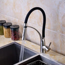 DecorBites™ Black Hose Kitchen Mixer Tap with Single Handle Stream Sprayer, Chrome Finish