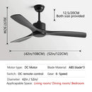DecorBites™ Black Industrial Ceiling Fan 52Inch DC Powerful Airflow Living Room Office Commercial
