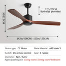 DecorBites™ Black Industrial Ceiling Fan 52Inch DC Powerful Airflow Living Room Office Commercial