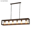 DecorBites™ Black Industrial Rectangular Island Pendant Metallic Ceiling Light Fixture