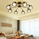 Modern black iron cage chandelier – dining room spider ceiling lamp