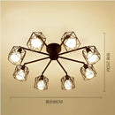Modern black iron cage chandelier – dining room spider ceiling lamp