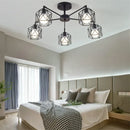 Modern black iron cage chandelier – dining room spider ceiling lamp