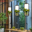 DecorBites™ Black Iron Cage Pendant Light with Glass Cloth Shade E14 Loft Hanging Lamp