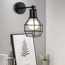 DecorBites™ Black Iron Cage Wall Lamp: Retro Indoor Sconce for Bedroom, Bar, and Reading