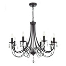 Black iron chandelier with crystal pendant dining room lighting