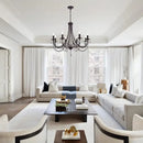 Black iron chandelier with crystal pendant dining room lighting