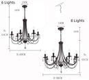 Black iron chandelier with crystal pendant dining room lighting