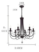 Black iron chandelier with crystal pendant dining room lighting